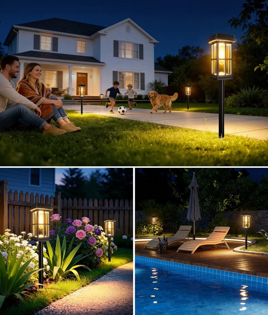 Solar Powered Pathway Lights 8 Pack IP65 Waterproof Auto On Off Outdoor Landscape Lighting Decorative Solar Garden Lamps for Patio Lawn Walkway Driveway Yard - Velvet Haven