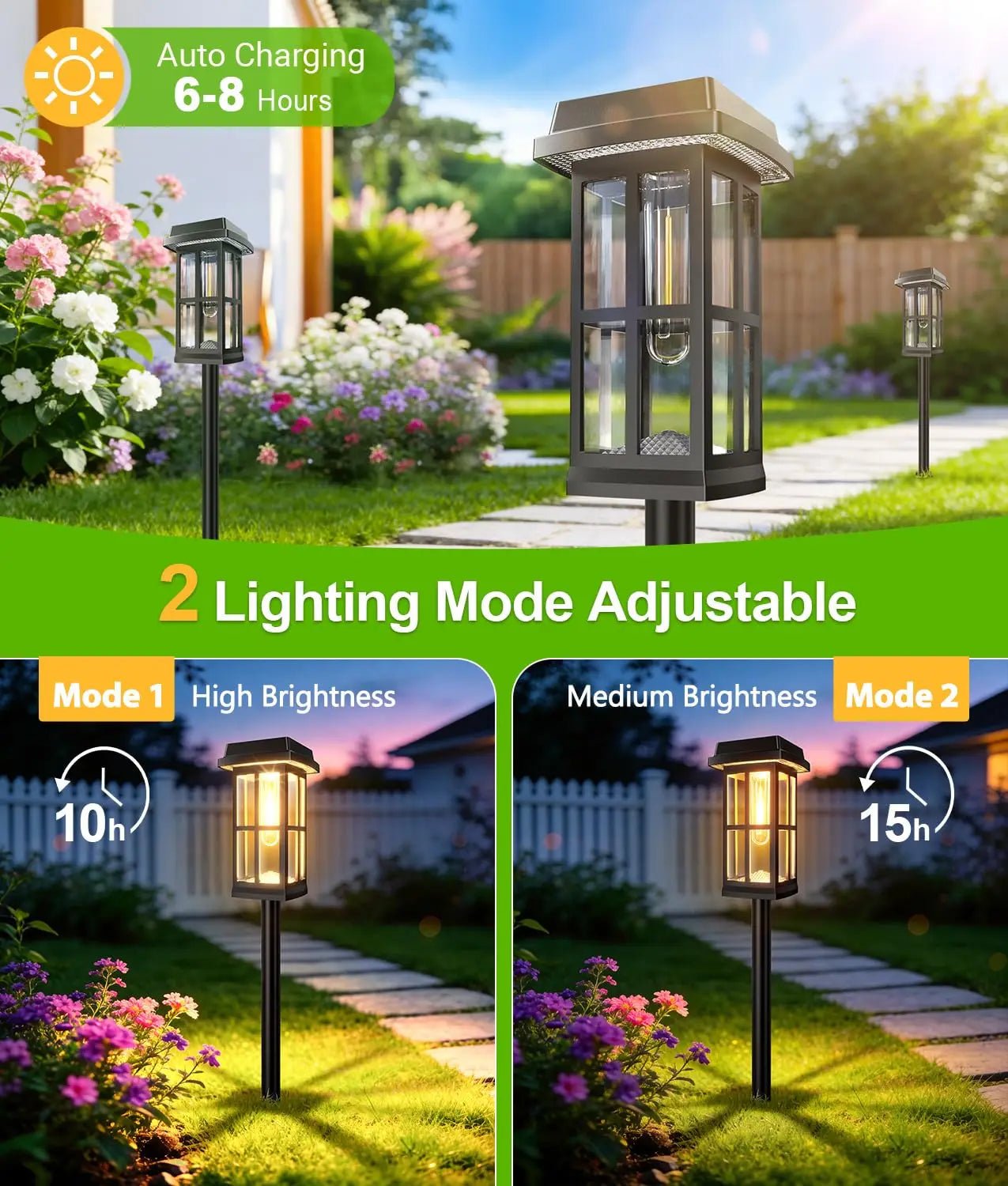 Solar Powered Pathway Lights 8 Pack IP65 Waterproof Auto On Off Outdoor Landscape Lighting Decorative Solar Garden Lamps for Patio Lawn Walkway Driveway Yard - Velvet Haven