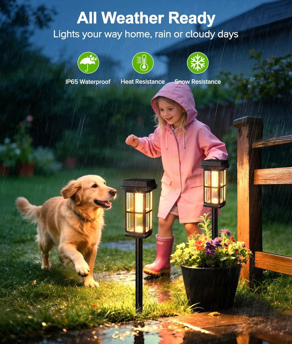 Solar Powered Pathway Lights 8 Pack IP65 Waterproof Auto On Off Outdoor Landscape Lighting Decorative Solar Garden Lamps for Patio Lawn Walkway Driveway Yard - Velvet Haven