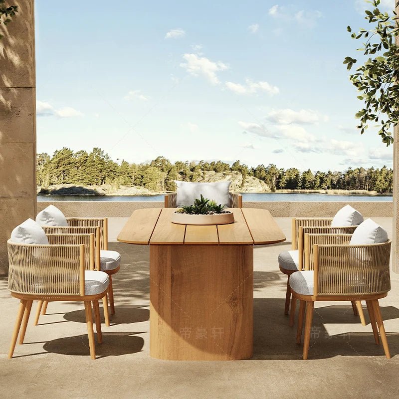 Solid Wood Outdoor Garden Table and Chairs Set - Velvet Haven