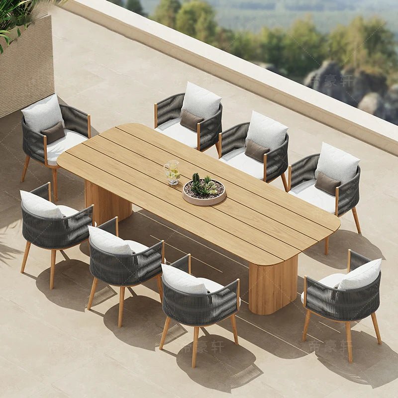 Solid Wood Outdoor Garden Table and Chairs Set - Velvet Haven