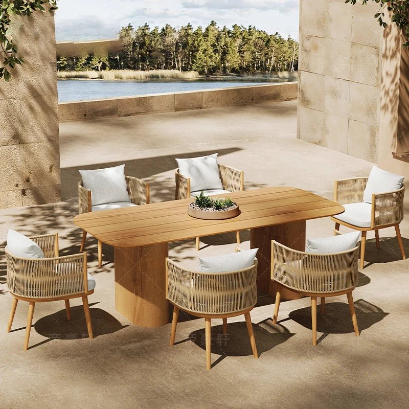 Solid Wood Outdoor Garden Table and Chairs Set - Velvet Haven