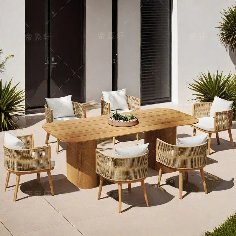 Solid Wood Outdoor Garden Table and Chairs Set - Velvet Haven