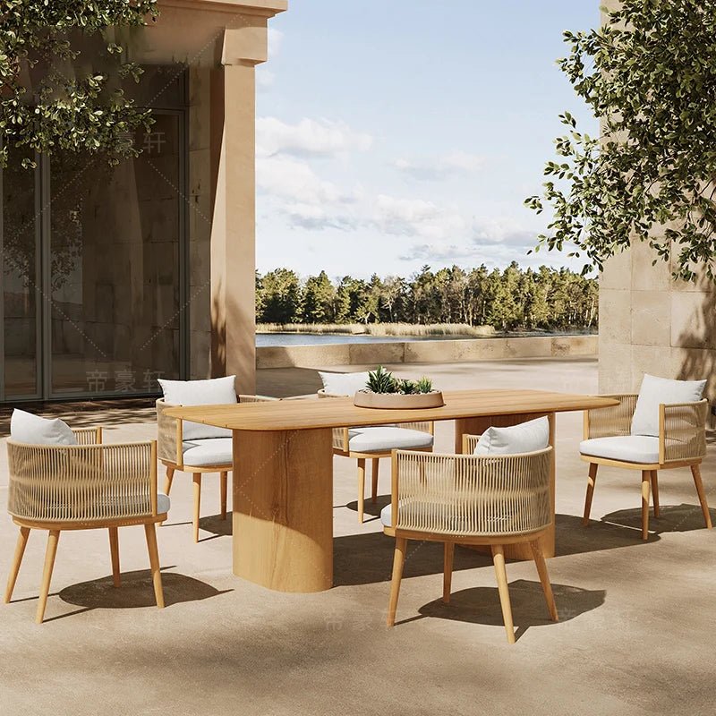 Solid Wood Outdoor Garden Table and Chairs Set - Velvet Haven