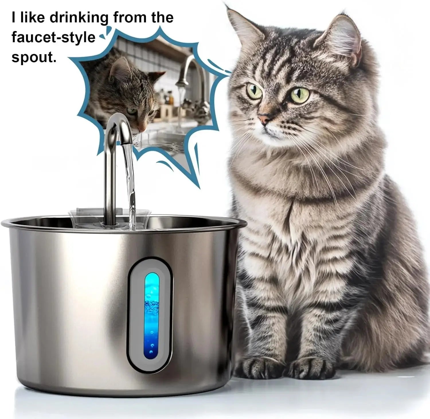Stainless Steel Cat & Dog Water Fountain 2.2L Ultra Quiet USB Powered Automatic Pet Drinking Fountain Durable for Indoor Pets - Velvet Haven