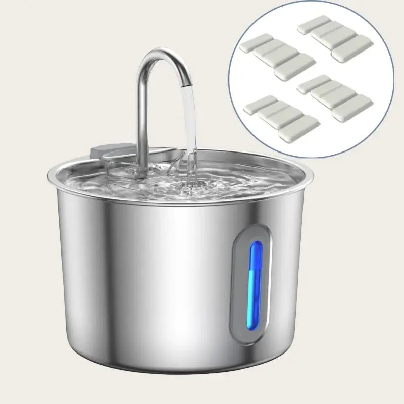Stainless Steel Cat & Dog Water Fountain 2.2L Ultra Quiet USB Powered Automatic Pet Drinking Fountain Durable for Indoor Pets - Velvet Haven