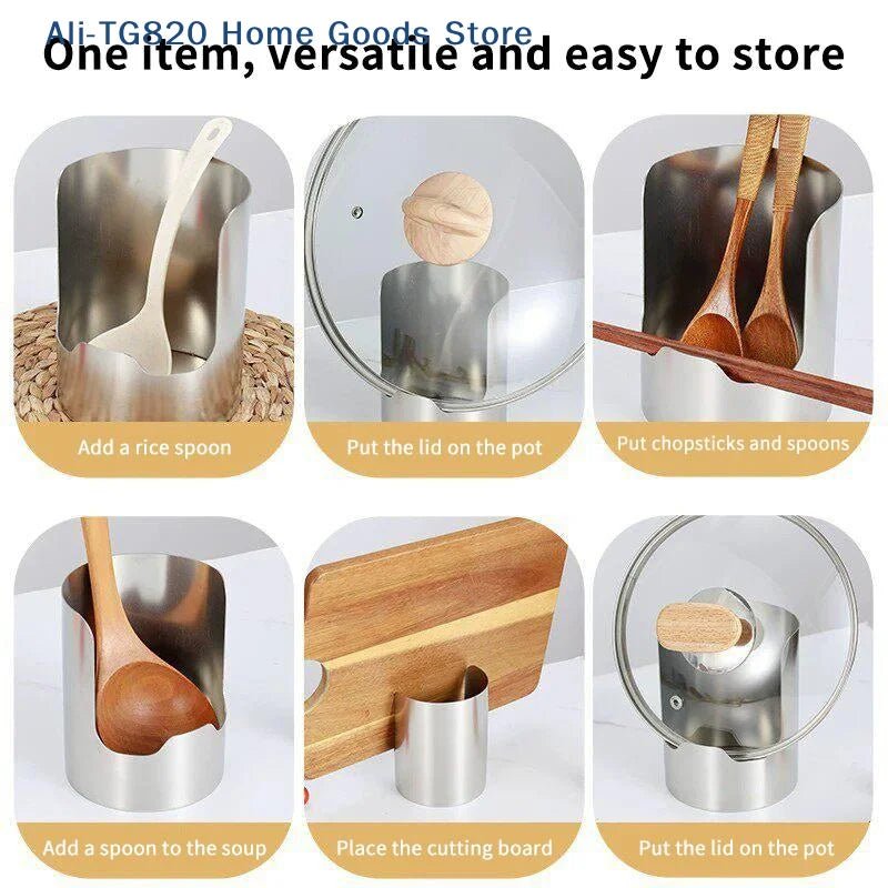 Stainless Steel Spoon & Pot Lid Holder for Kitchen - Velvet Haven