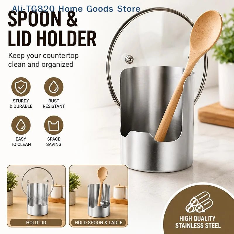 Stainless Steel Spoon & Pot Lid Holder for Kitchen - Velvet Haven