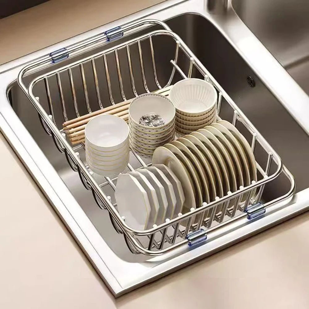 Stainless Steel Telescopic Sink Drain Rack Organizer - Velvet Haven