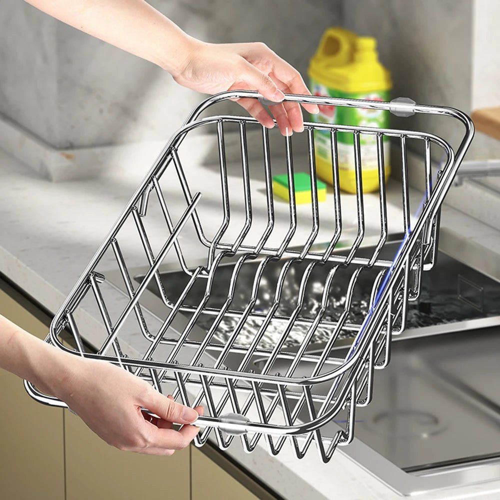 Stainless Steel Telescopic Sink Drain Rack Organizer - Velvet Haven