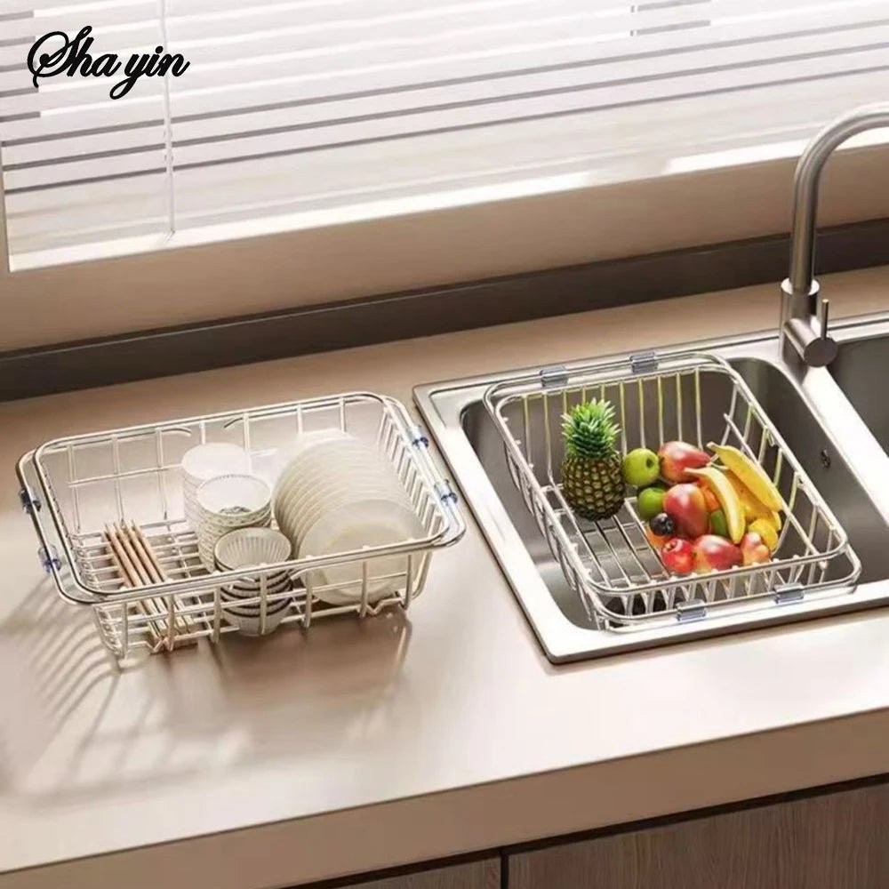 Stainless Steel Telescopic Sink Drain Rack Organizer - Velvet Haven