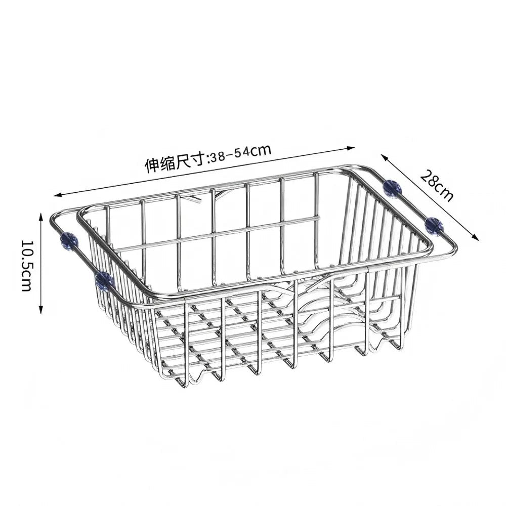 Stainless Steel Telescopic Sink Drain Rack Organizer - Velvet Haven