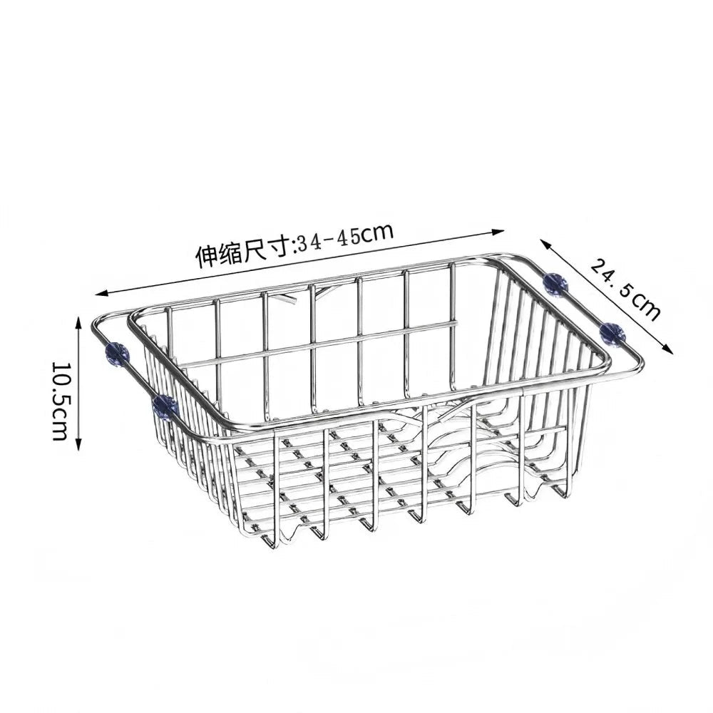 Stainless Steel Telescopic Sink Drain Rack Organizer - Velvet Haven
