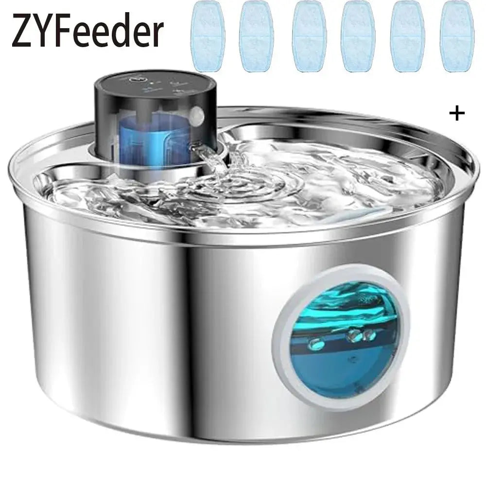 Stainless Steel Wireless Cat Water Fountain Charging Automatic Pet Drinking Motion Sensor Dog Water Dispenser Accessories filter - Velvet Haven