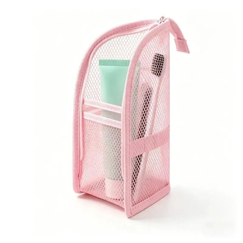 Standing Mesh Toiletry Bag Portable EVA Waterproof Travel Foldable Toothbrush Cosmetic Organizer Women Bathroom Storage Pouch - Velvet Haven