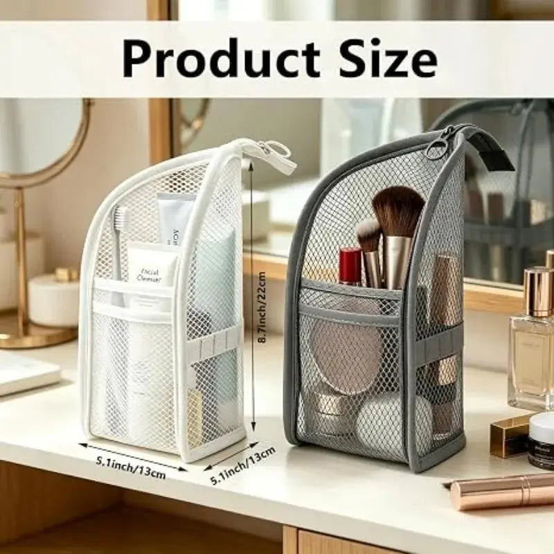 Standing Mesh Toiletry Bag Portable EVA Waterproof Travel Foldable Toothbrush Cosmetic Organizer Women Bathroom Storage Pouch - Velvet Haven