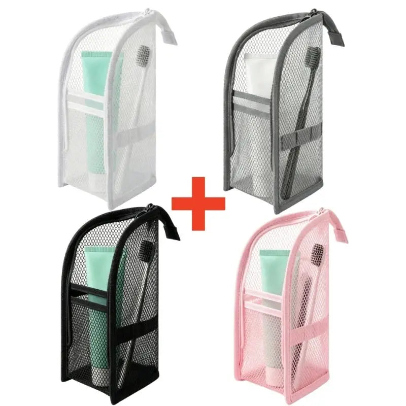 Standing Mesh Toiletry Bag Portable EVA Waterproof Travel Foldable Toothbrush Cosmetic Organizer Women Bathroom Storage Pouch - Velvet Haven