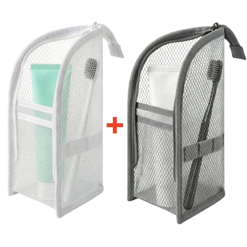 Standing Mesh Toiletry Bag Portable EVA Waterproof Travel Foldable Toothbrush Cosmetic Organizer Women Bathroom Storage Pouch - Velvet Haven