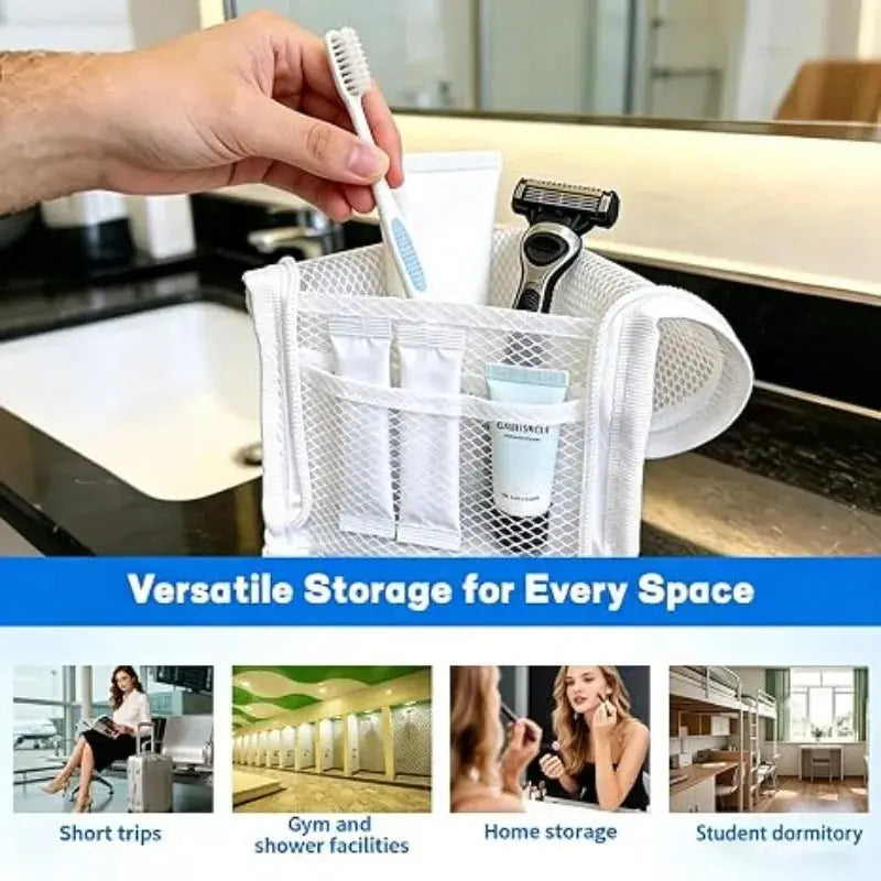 Standing Mesh Toiletry Bag Portable EVA Waterproof Travel Foldable Toothbrush Cosmetic Organizer Women Bathroom Storage Pouch - Velvet Haven