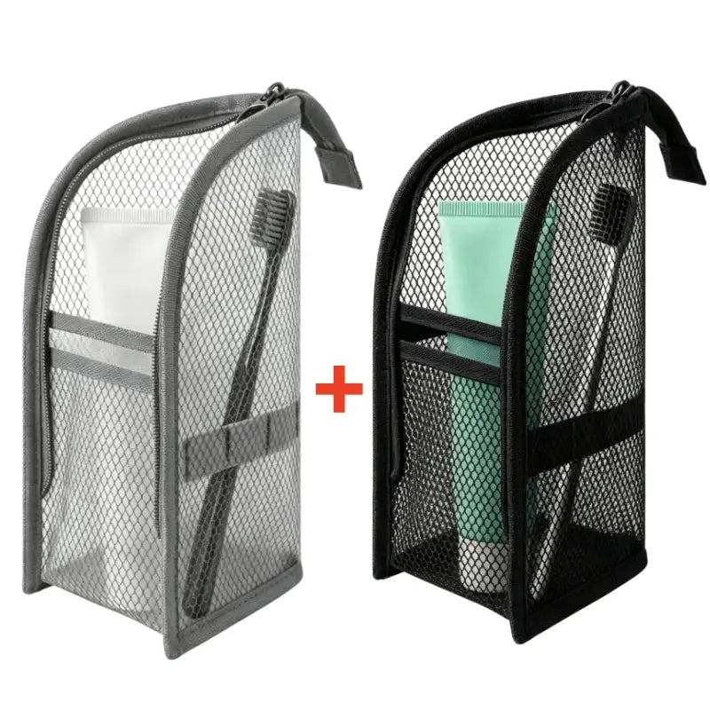 Standing Mesh Toiletry Bag Portable EVA Waterproof Travel Foldable Toothbrush Cosmetic Organizer Women Bathroom Storage Pouch - Velvet Haven