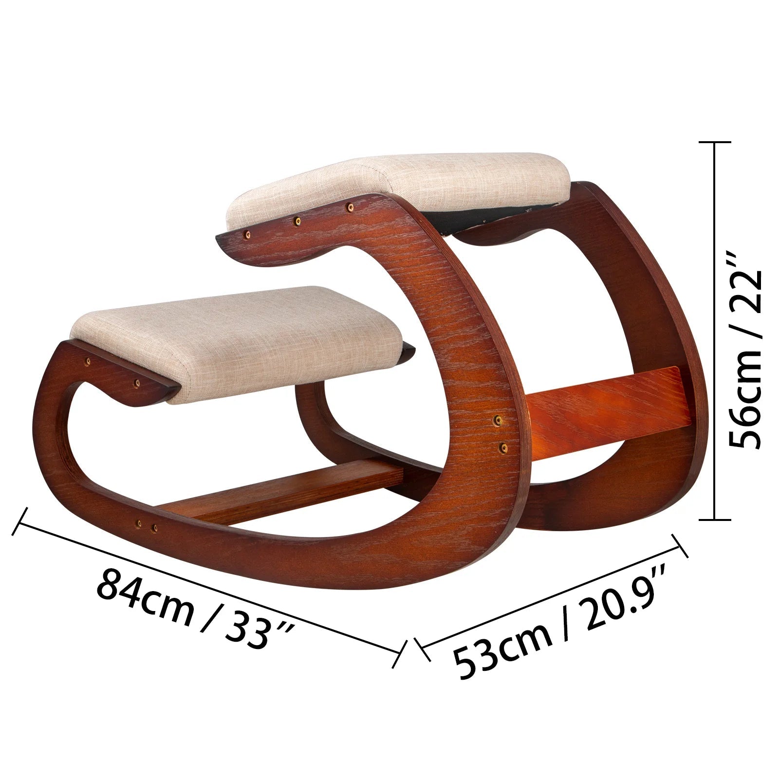 SucceBuy Ergonomic Kneeling Chair Stool W/ Thick Cushion Home Office Chair Improving Body Posture Rocking Wood Computer Chair - Velvet Haven