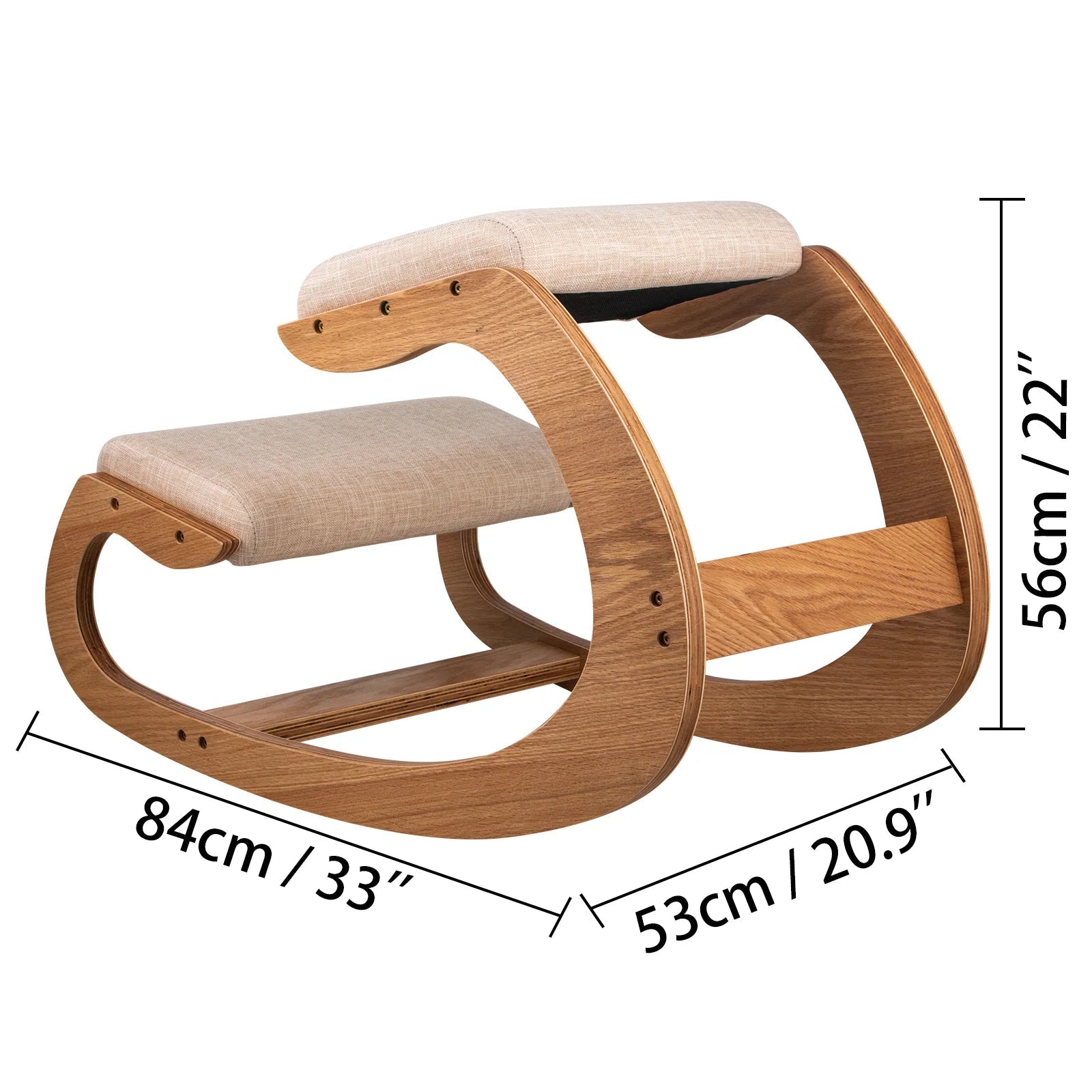 SucceBuy Ergonomic Kneeling Chair Stool W/ Thick Cushion Home Office Chair Improving Body Posture Rocking Wood Computer Chair - Velvet Haven