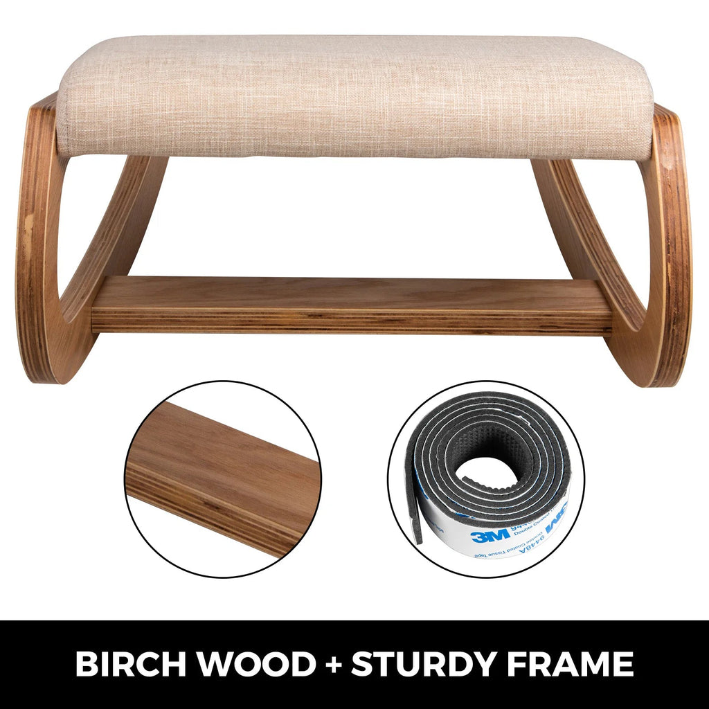 SucceBuy Ergonomic Kneeling Chair Stool W/ Thick Cushion Home Office Chair Improving Body Posture Rocking Wood Computer Chair - Velvet Haven