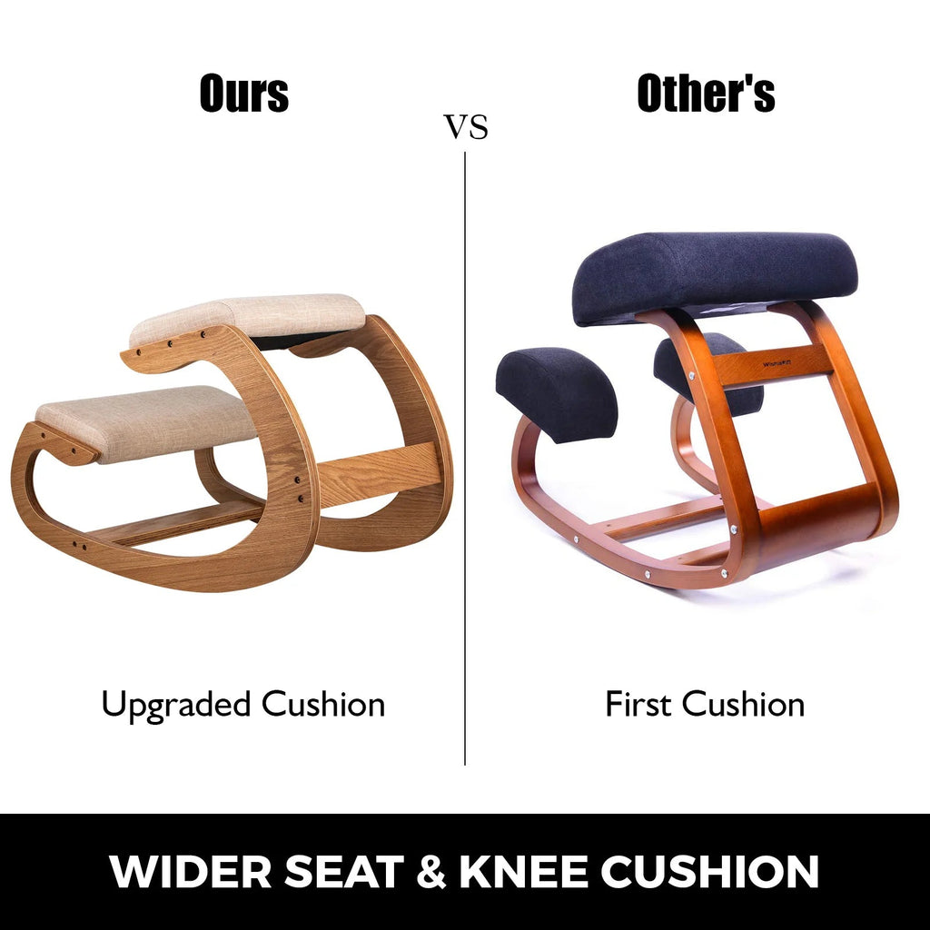 SucceBuy Ergonomic Kneeling Chair Stool W/ Thick Cushion Home Office Chair Improving Body Posture Rocking Wood Computer Chair - Velvet Haven