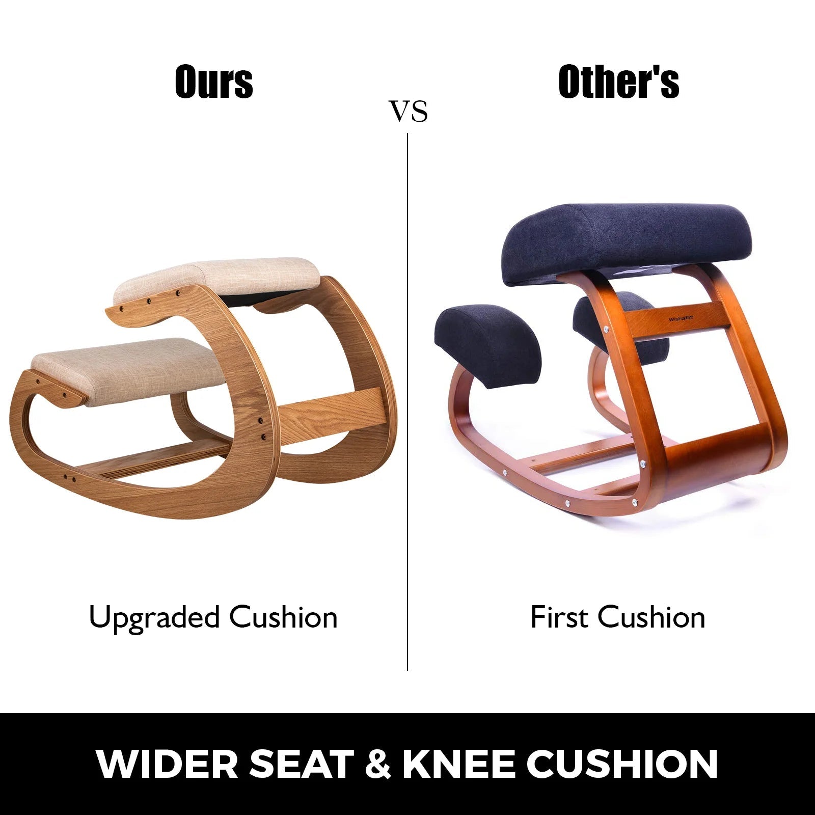 SucceBuy Ergonomic Kneeling Chair Stool W/ Thick Cushion Home Office Chair Improving Body Posture Rocking Wood Computer Chair - Velvet Haven