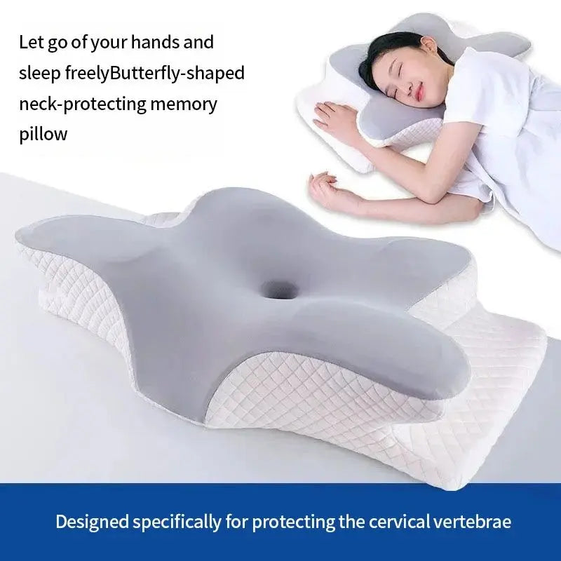 sunmmer cold Sleeping memory pillow slow rebound memory cotton pillow neck pillow butterfly pillow cervical pillow - Velvet Haven