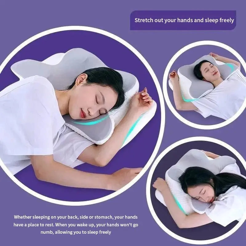 sunmmer cold Sleeping memory pillow slow rebound memory cotton pillow neck pillow butterfly pillow cervical pillow - Velvet Haven