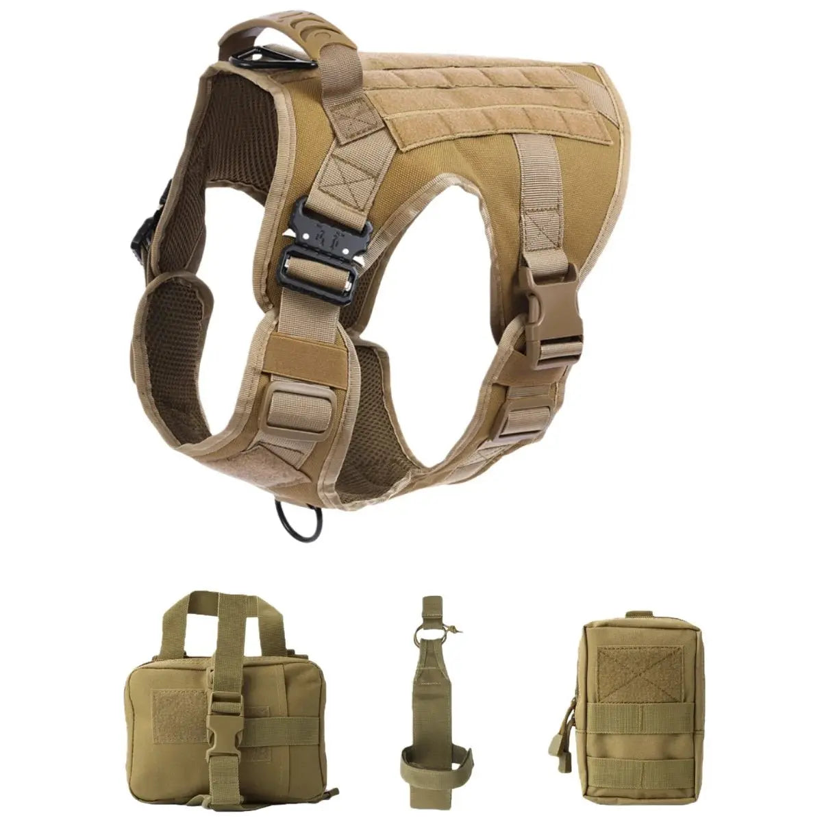 Tactical Dog Harness, Adjustable No-Pull Handle Service Vest Heavy Duty Pet Large Breed, Dog Vest for Training Hunting Walking - Velvet Haven