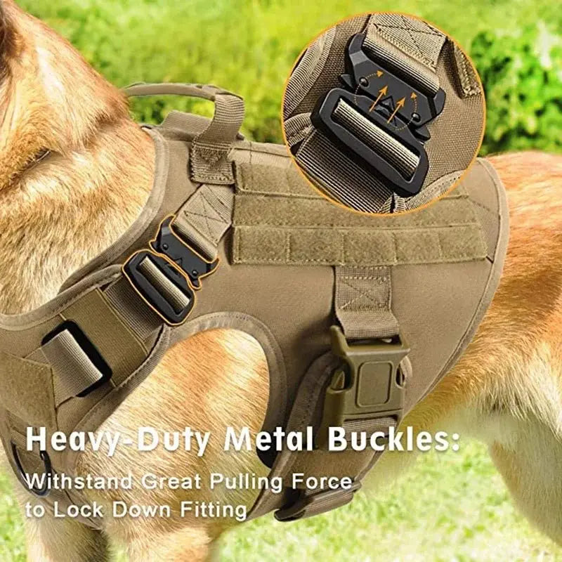 Tactical Dog Harness, Adjustable No-Pull Handle Service Vest Heavy Duty Pet Large Breed, Dog Vest for Training Hunting Walking - Velvet Haven