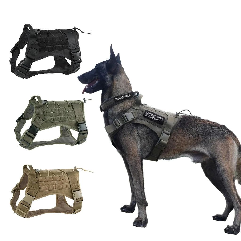Tactical Dog Harness for Large Pet Harness No-Pull Service Vest Adjustable Military Dog Vest for Training Hunting Walking - Velvet Haven
