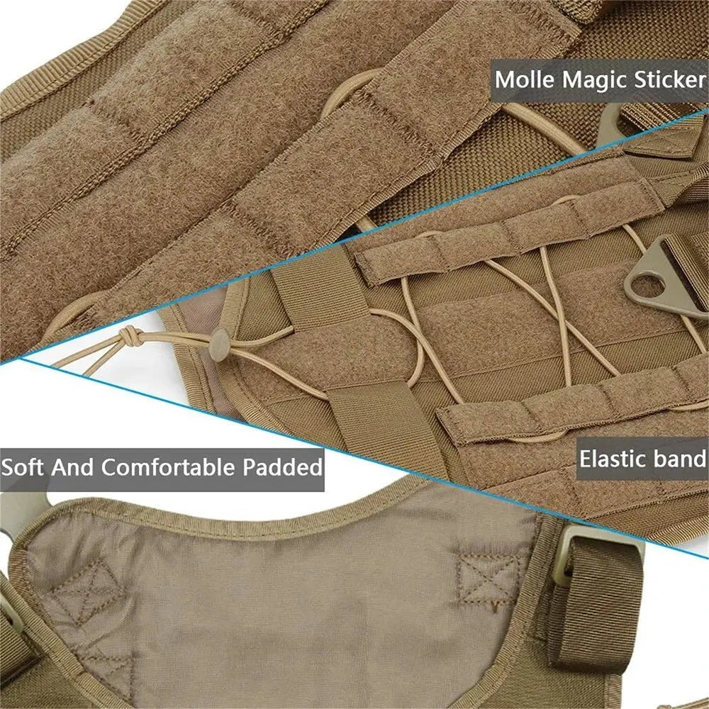 Tactical Dog Harness for Large Pet Harness No-Pull Service Vest Adjustable Military Dog Vest for Training Hunting Walking - Velvet Haven