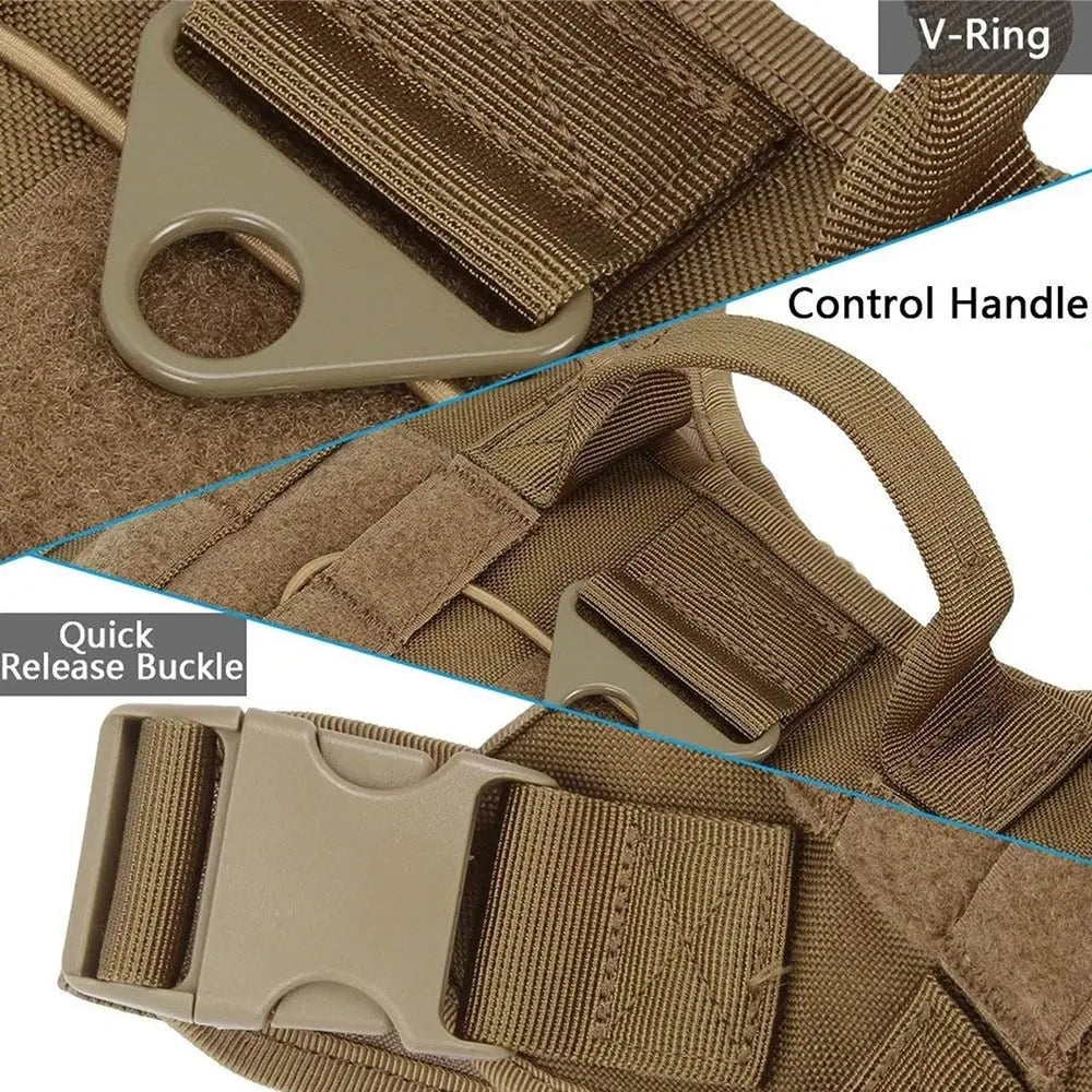 Tactical Dog Harness for Large Pet Harness No-Pull Service Vest Adjustable Military Dog Vest for Training Hunting Walking - Velvet Haven