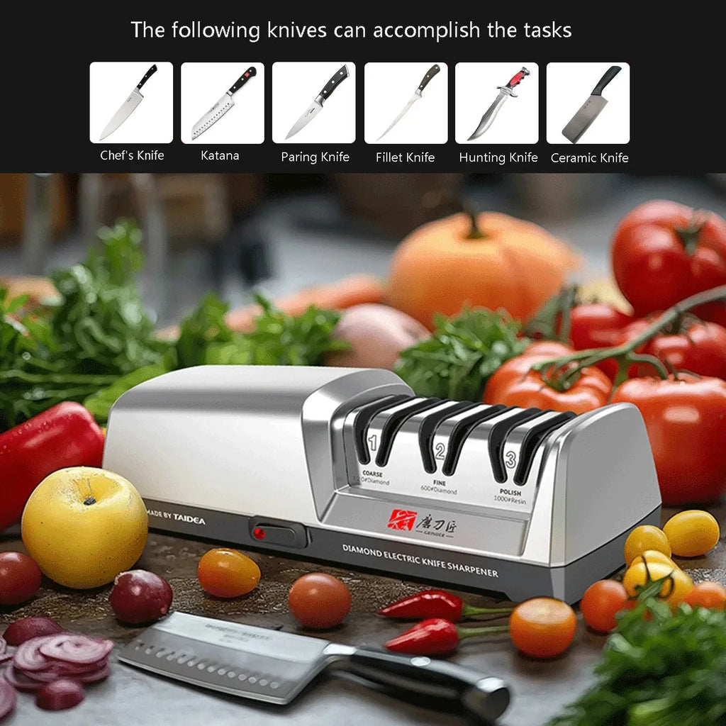 TAIDEA Professional Electric Knife Sharpener - 3-Stage System, Restore and Polish Blades Effortlessly Kitchen Sharpener - Velvet Haven