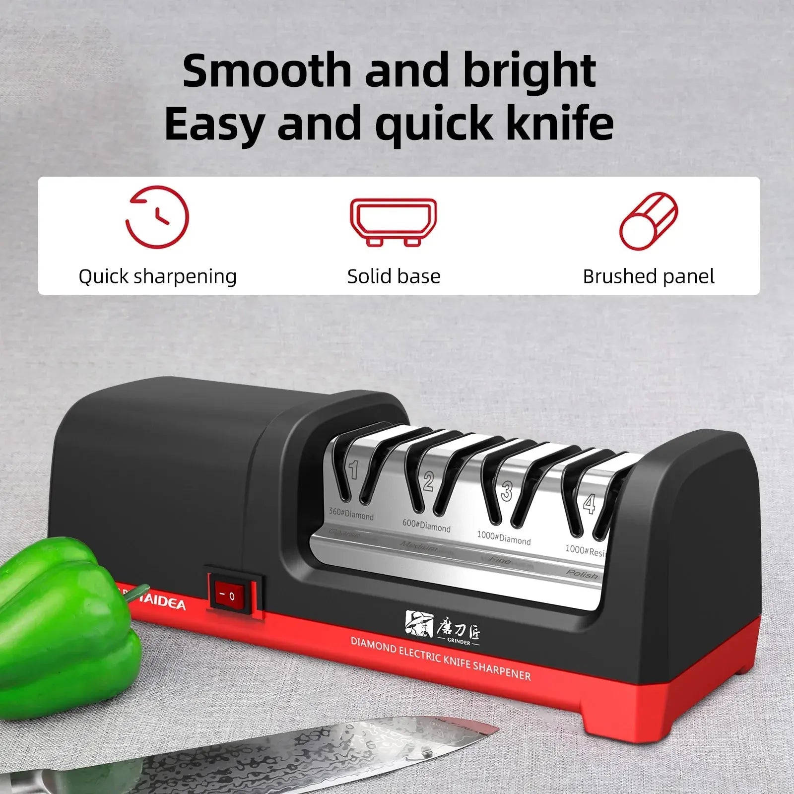 TG2102 4 Stage Electric Knife Sharpener 20-Degree Grinding Edge Knife Sharpener for Kitchen Knives with Sharpening and Polishing - Velvet Haven