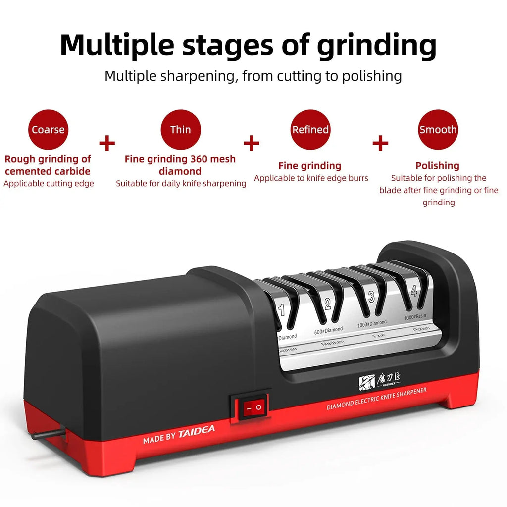 TG2102 4 Stage Electric Knife Sharpener 20-Degree Grinding Edge Knife Sharpener for Kitchen Knives with Sharpening and Polishing - Velvet Haven