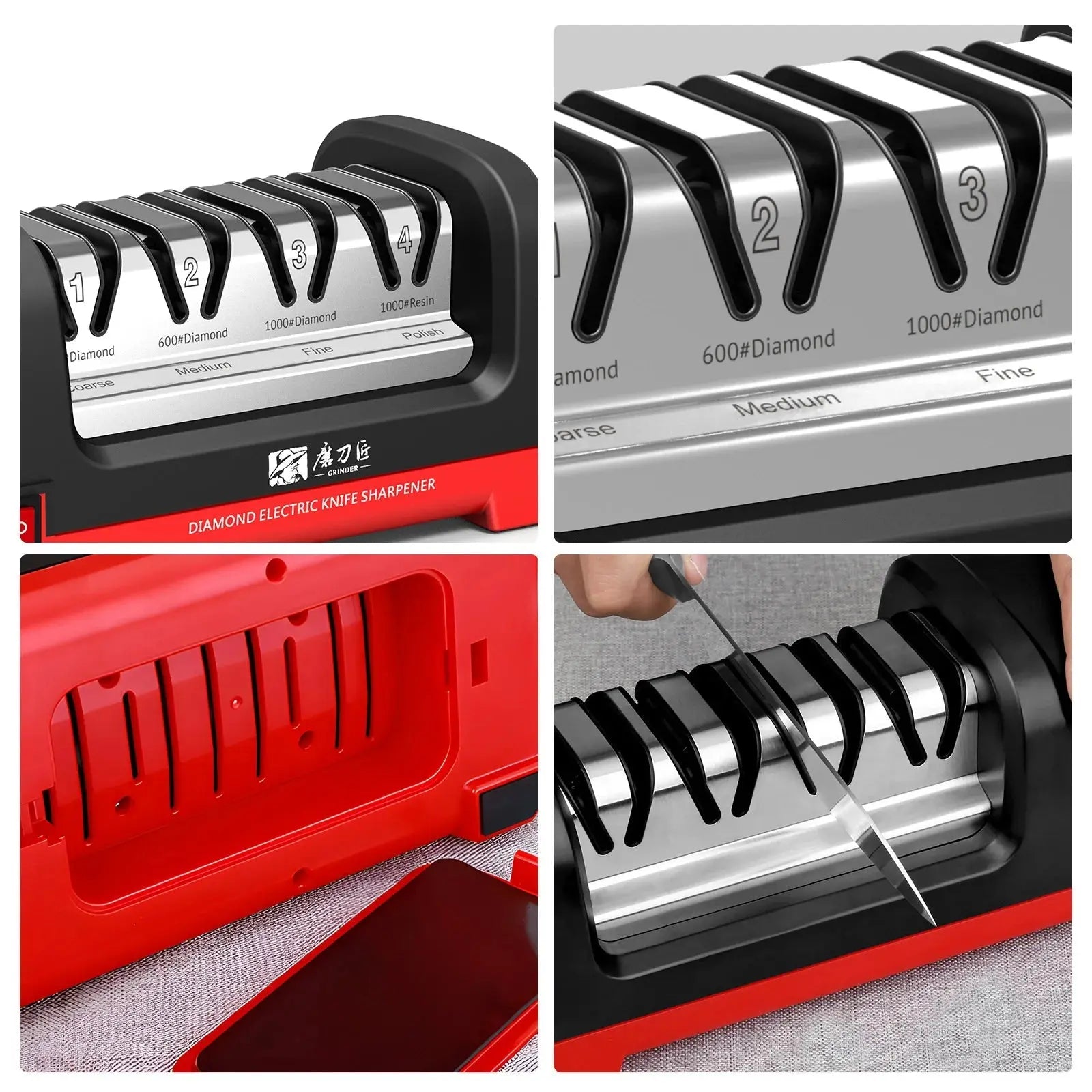 TG2102 4 Stage Electric Knife Sharpener 20-Degree Grinding Edge Knife Sharpener for Kitchen Knives with Sharpening and Polishing - Velvet Haven