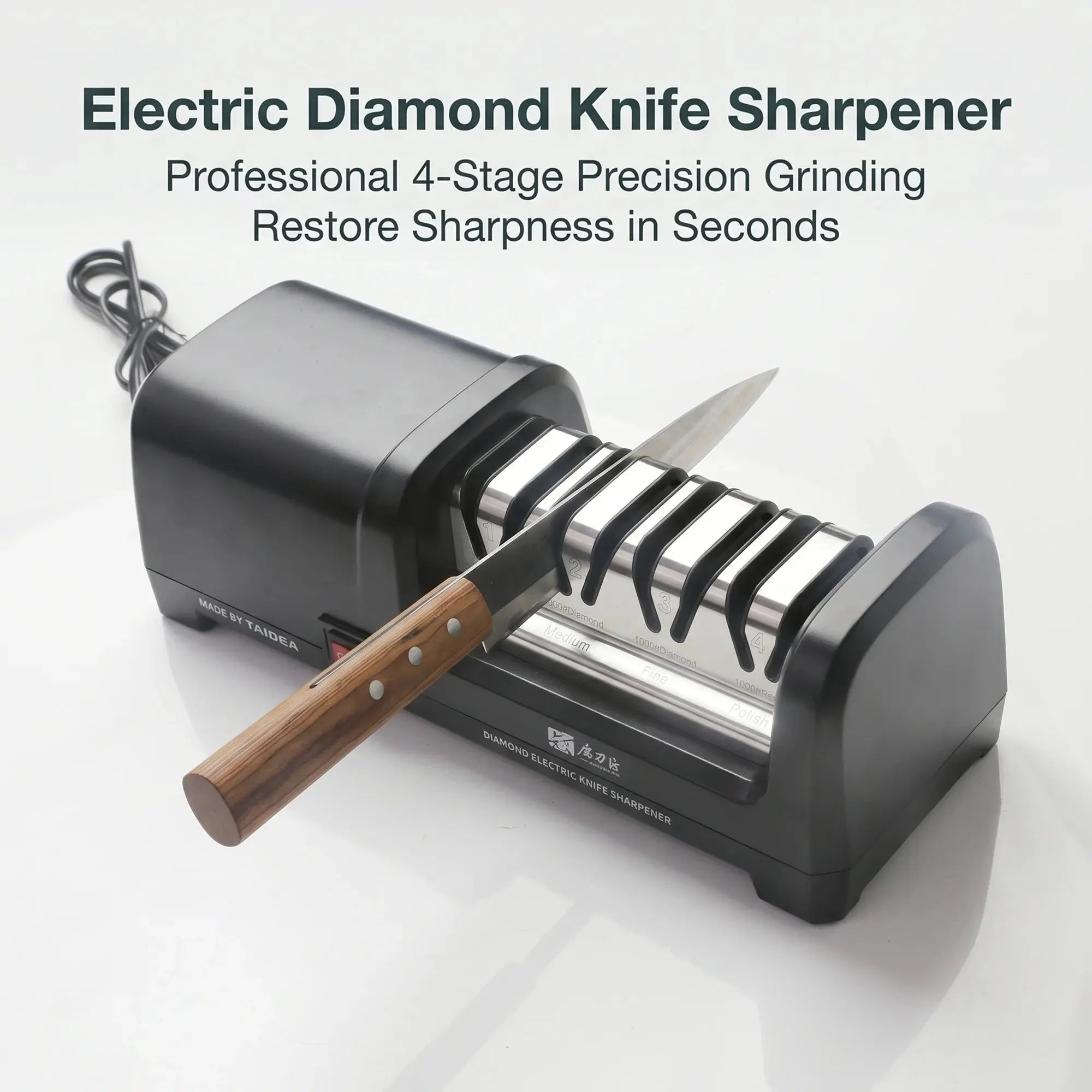 TG2102 4-Stage Electric Knife Sharpener – 20° Edge for Kitchen Knives, Sharpening & Polishing - Velvet Haven