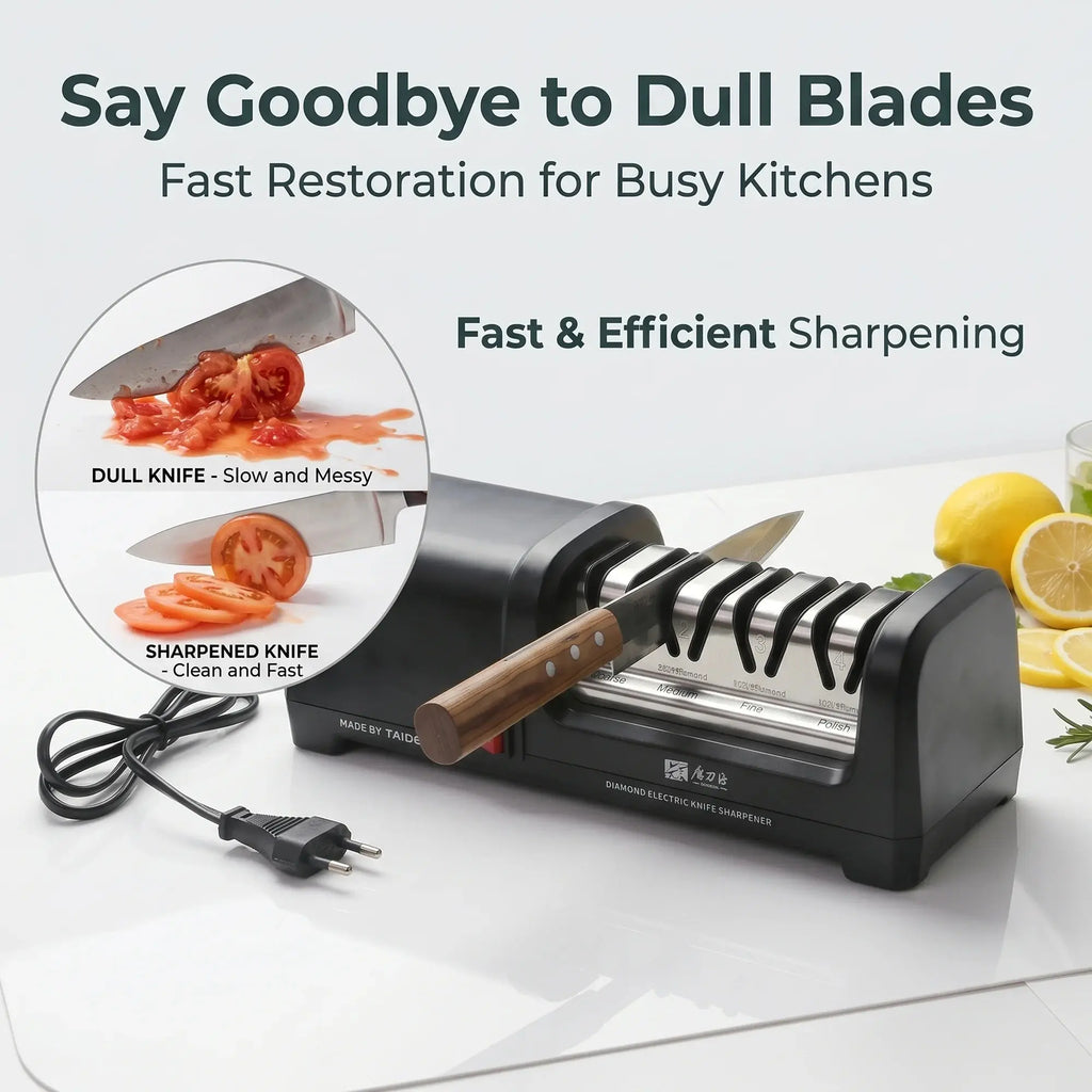 TG2102 4-Stage Electric Knife Sharpener – 20° Edge for Kitchen Knives, Sharpening & Polishing - Velvet Haven