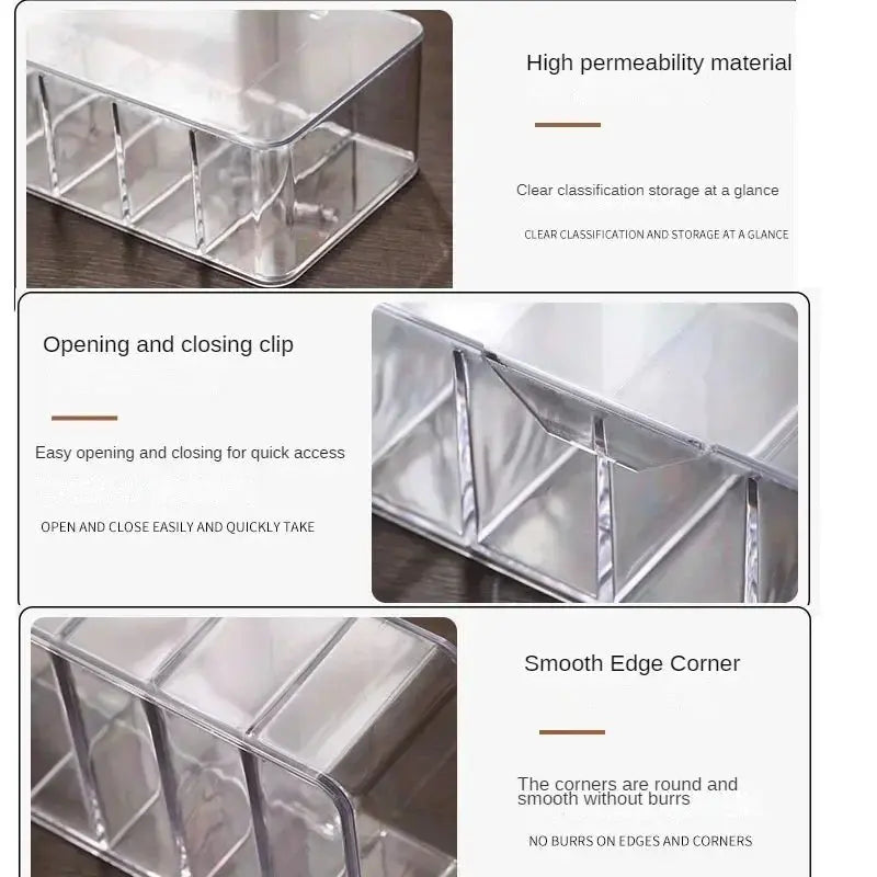 The transparent plastic Data Cable Storage Box household cable MobilePhone Charger Charging Cable Finishing Box Divided Grid Box - Velvet Haven