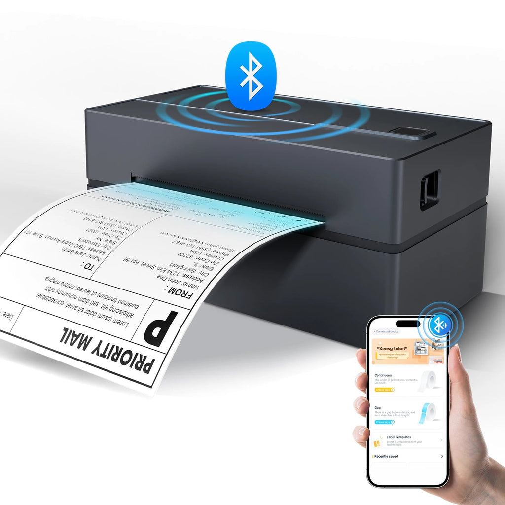Thermal Label Printer Portable No Ink Required 203DPI 4x6 for Small Business Bluetooth USB High Speed Express Airway Bill - Velvet Haven