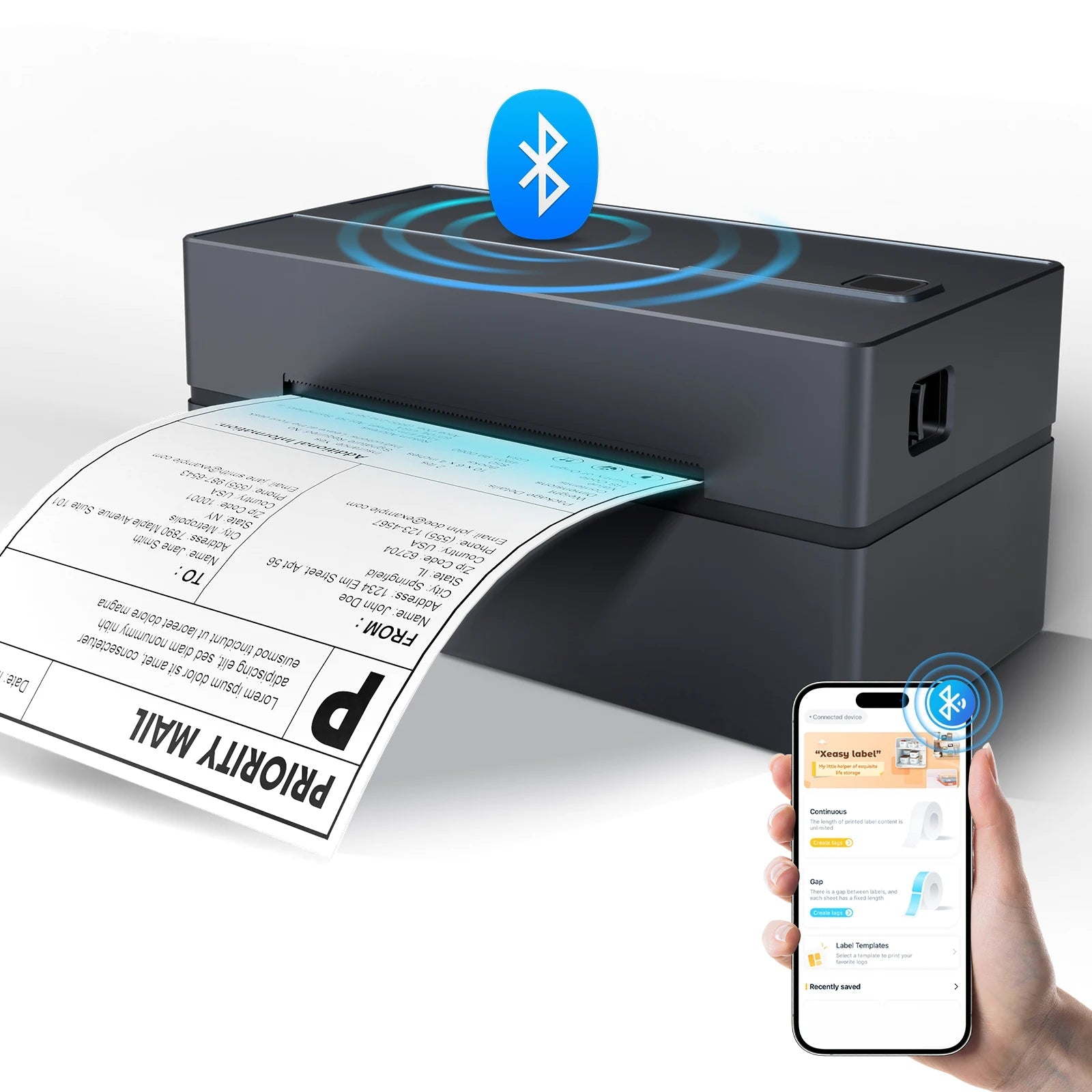 Thermal Label Printer Portable No Ink Required 203DPI 4x6 for Small Business Bluetooth USB High Speed Express Airway Bill - Velvet Haven