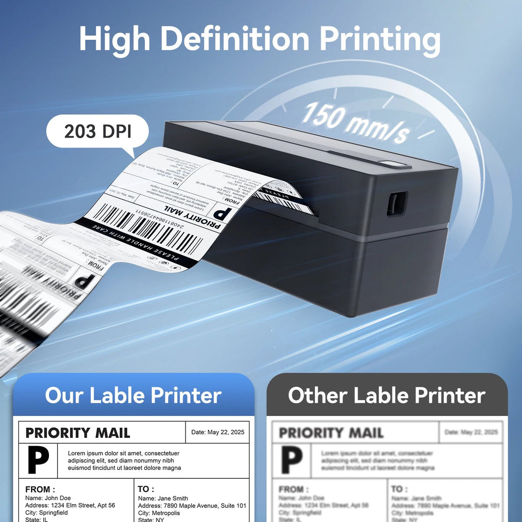 Thermal Label Printer Portable No Ink Required 203DPI 4x6 for Small Business Bluetooth USB High Speed Express Airway Bill - Velvet Haven