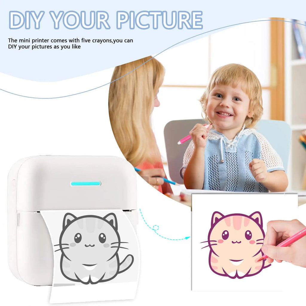 Thermal Portable Printer Mini Pocket Print Photo Thermal Label Printers With 57mm Printing Wireless BT Android And iOS Printers - Velvet Haven