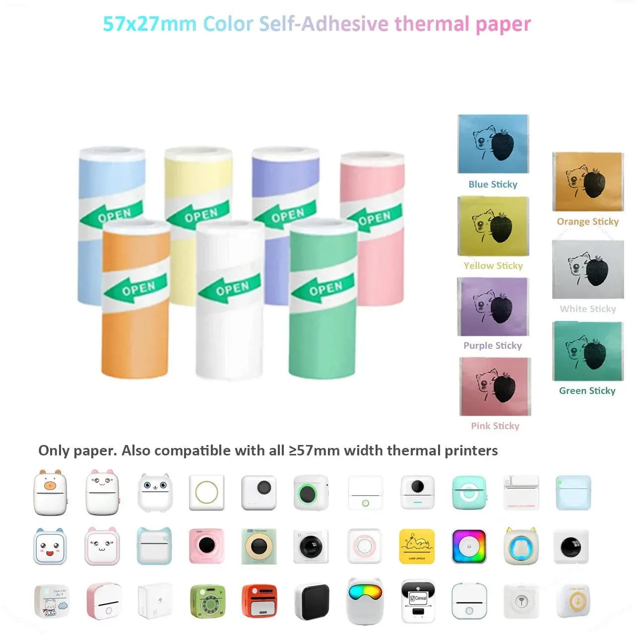 Thermal Portable Printer Mini Pocket Print Photo Thermal Label Printers With 57mm Printing Wireless BT Android And iOS Printers - Velvet Haven