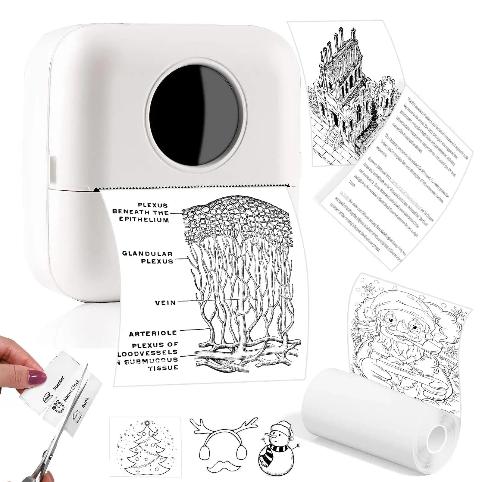Thermal Portable Printer Mini Pocket Print Photo Thermal Label Printers With 57mm Printing Wireless BT Android And iOS Printers - Velvet Haven