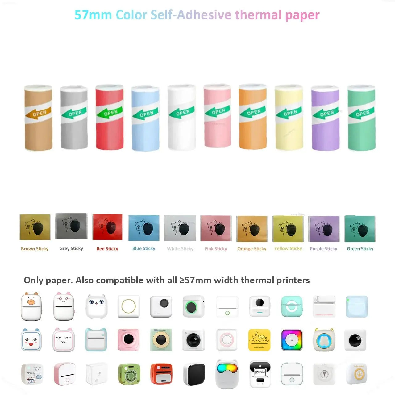 Thermal Portable Printer Mini Pocket Print Photo Thermal Label Printers With 57mm Printing Wireless BT Android And iOS Printers - Velvet Haven